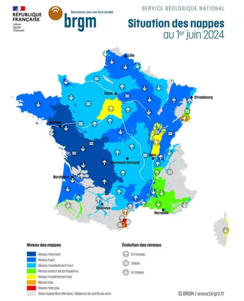 Nappes deau souterraine au 1er juin 2024 - BRGM - wwwbrgmfr - Votre Actualité au Quotidien